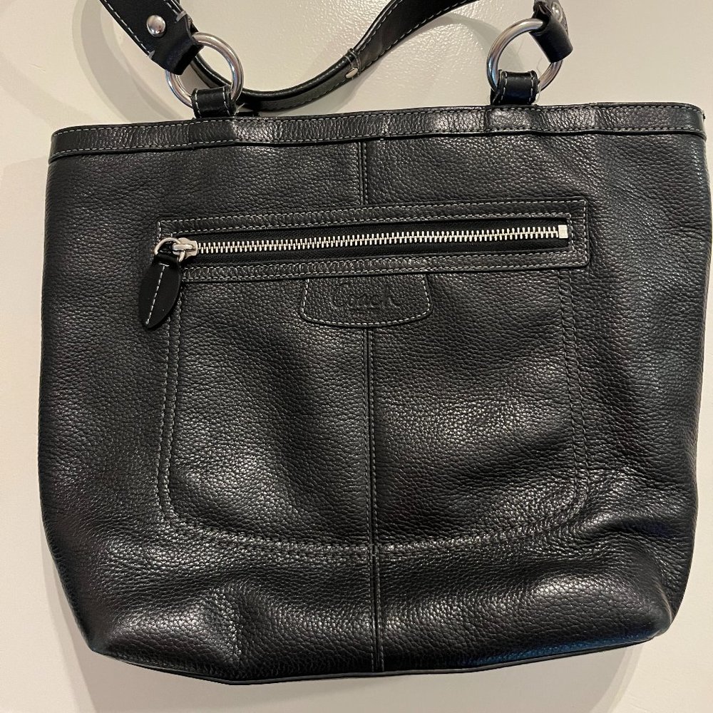 Coach Shoulder Bag Black Leather